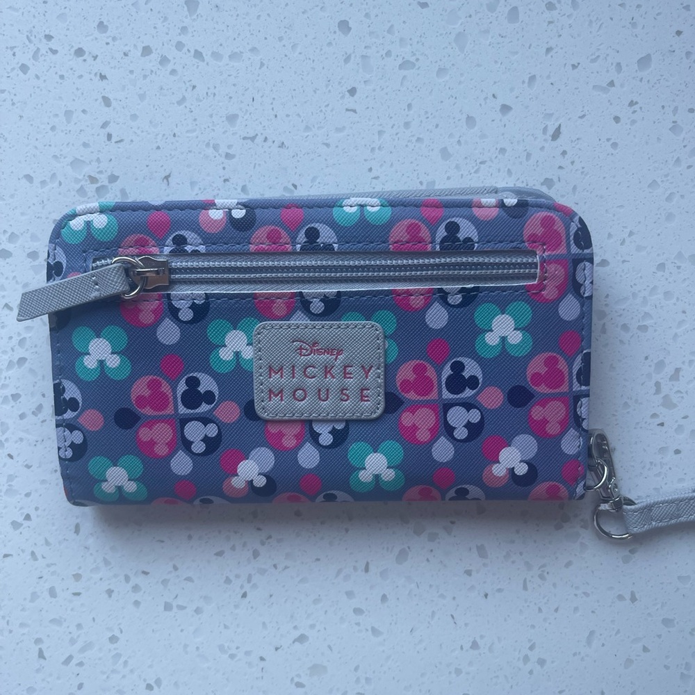 Disney Mickey Mouse Wristlet Wallet - Navy with Teal, Pink & White Accents